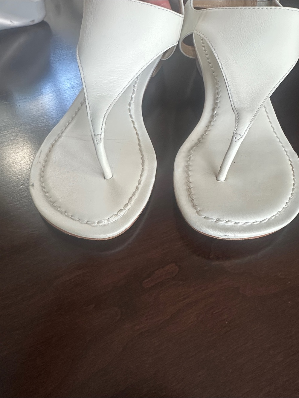 Bernardo Womens Off White Leather Gala Sandal Stacked Heel Size 8.5 Minimalist - Picture 8 of 13